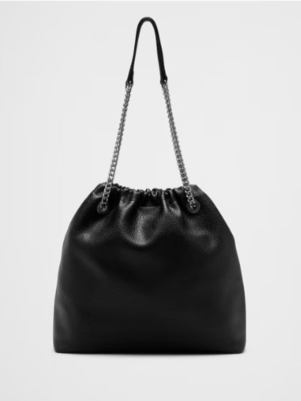 Banana Republic Factory - Black Vegan Leather Gathered Chain Bucket Bag - Picture 1 of 4